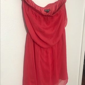Express coral strapless dress